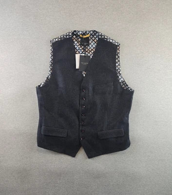 Nuevo con etiquetas Chaleco Ted Baker Para Hombres 7 3XL Azul Marino Geométrico Lana Chaleco Debonair Lujo Foto 1 de 4