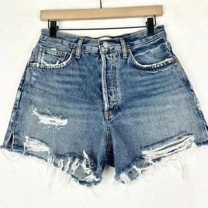 Agolde Dee Short Size 27 High Rise Distressed Cutoff Organic Cotton Button Fly - Picture 1 of 5