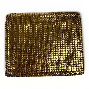 Cartera de Colección Evans Dorada Coja Malla Doble Plegable Glamour Brillante Elegante Hollywood - Imagen 1 de 9