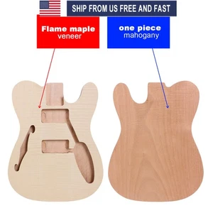 New Guitar Body mahogany Flame Maple Veneer Guitar Project Semi hollow Guitar - Picture 1 of 7