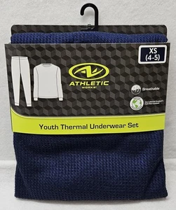 Athletic Works Youth Boys Royal/Black Crossdye Thermal Underwear Set Sz. XS(4-5) - Picture 1 of 11