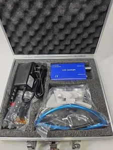 Dental 3,5X Fernglas Lupen mit 3W LED Stirnlicht Aluminiumbox Blau  - Bild 1 von 8