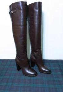RALPH LAUREN HALARA OVER-THE-KNEE BROWN CALF-LEATHER WOMEN BOOT (35.5B) US:5.5B - Picture 1 of 10