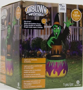Halloween Gemmy 6 ft Fire & Ice Witch & Cauldron Scene Airblown Inflatable NIB - Picture 1 of 2