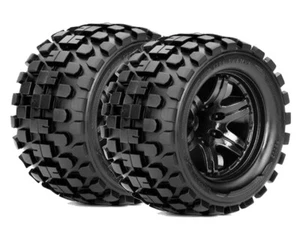Roapex Reifen 1/10 Monster Truck montiert 0 offset Schwarz Felgen 12mm Hex ... - Bild 1 von 1