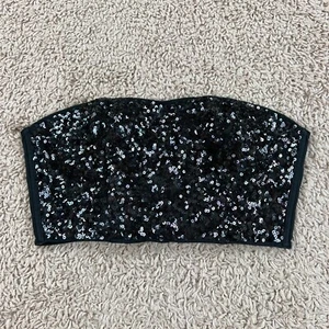 PINK VICTORIAS SECRET Black Sequin Cut-Out Back Bustier Bra Womens S Zipper - Picture 1 of 16