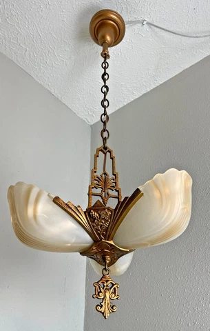 1930s Art Deco 3 Light Slip Shade Fixture Cover