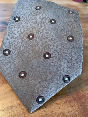 Burtons Vintage Brown Geometric Foulard Woven Tie - Image 1 of 4