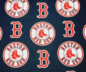 Boston Red Sox MLB Sports Blue Fabric WIDE FQ (18" x 29") 100% Cotton New - Picture 1 of 7