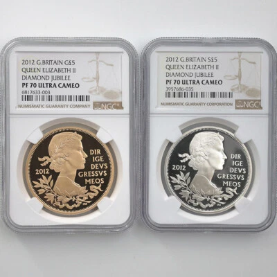 2012 Great Britain QE II Diamond Jubilee Gold/Silver Proof 2-Coin NGC PF 70 UC - Image 1 of 4