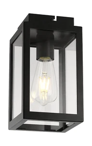 Porch Ceiling Light, Black Clear Glass, 1xE27/ES Bulb Cap (Bulb not Included) - Picture 1 of 7