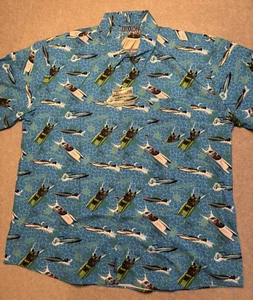 DIXXON Party Hemd Herren 4XL Blau Eliminator Boote Kurzarm Knopfleiste Neu mit Etikett - Bild 1 von 14