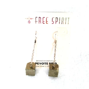 Orecchini pendenti donna argento uccellino peyote 2" gancio argento pirite cubo goccia grunge - Foto 1 di 3