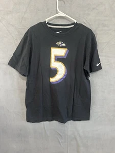Baltimore Ravens NFL Joe Flacco #5 Black Nike Jersey T-Shirt Size Large - Picture 1 of 6