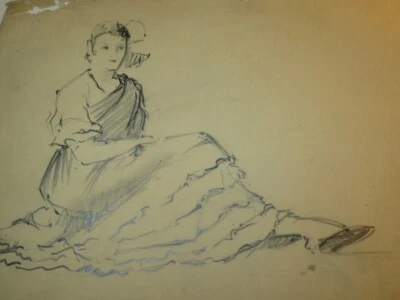 Ecole FRANCAISE XX DESSIN FEMME ELEGANTE MODE CACHET COLLECTION RSL 1920 1930 c - Photo 1/4