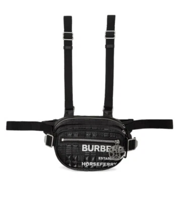 Bolso BURBERRY de cuero negro con estampado de ferry de cañón nuevo con etiquetas Foto 1 de 4