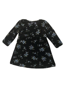 Gap Kids Girls Long Sleeve Dress Size XS X-Small Black Blue Flowers Velvet - Picture 1 of 5
