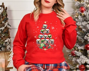 English Bulldog Gifts Xmas Christmas Adult & Kids Sweatshirt Jumper - Picture 1 of 11