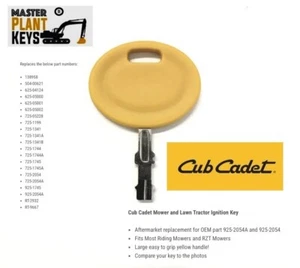 Llave de encendido para cortadora de césped y tractor de césped Cub Cadet 925-2054A llaves de planta maestra - Imagen 1 de 1
