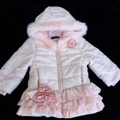 Kate Mack & Biscotti Baby Girl Pink Ruffle Coat. - Image 1 of 4