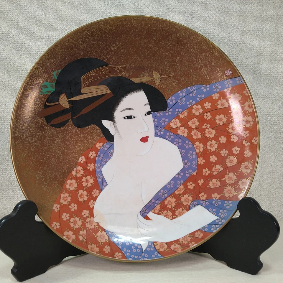 Plato de porcelana japonés Arita Ware 17,91 pulgadas Shunga Geisha de Gyokusen Meiji Foto 1 de 4