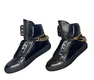 Zapatillas altas negras Versus Versace con pasador y cadena tono dorado 39-6 - Imagen 1 de 5