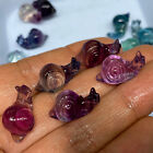 Natural Colorful fluorite Quartz mini snail Hand Carved crystal Healing 5pc