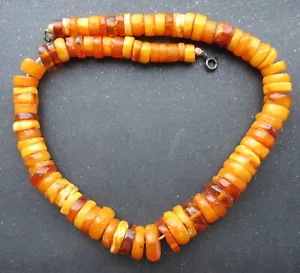 Antiguo collar de cuentas de ámbar báltico yema de huevo caramelo natural 54,1 g. - Imagen 1 de 8