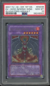 PSA 10 GEM MINT Evil Hero Inferno Wing YU-GI-Oh! GLAS-EN038 1st Edition Ultra - Picture 1 of 2