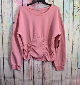 Women's No Boundaries Juniors’ High Rib Sweatshirt XXLARGE Dusty Rose NEW - Picture 1 of 12