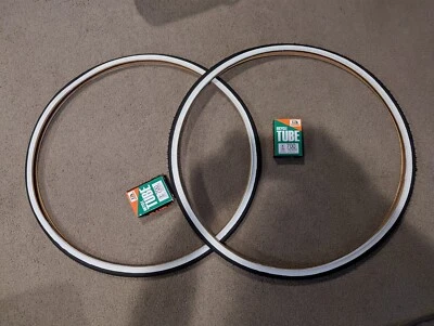 ZWEI (2) DURO 700X25 C FAHRRADREIFEN FIXIE TRACK URBAN SCHWARZ/WEISSWAND & 2 SCHLÄUCHE  - Bild 1 von 4