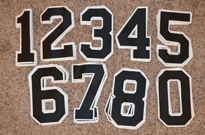 BLACK-WHITE Hockey Jersey BACK ONLY 10.5" Tackle Twill Number Set Kit 198 - Picture 1 of 1