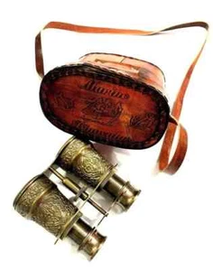 Nautical Marine Brass Binocular 4" Vintage Handheld Opera Glasses Engraved Spy - Picture 1 of 4