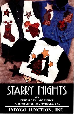 Starry Nights Christmas Applique Vest Pattern Indygo Junction IJ373 S-XL - Image 1 of 2