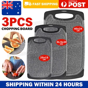 Plastic Chopping Board Cutting Boards Set for Kitchen Juice Groove Black Marble - Picture 1 of 9