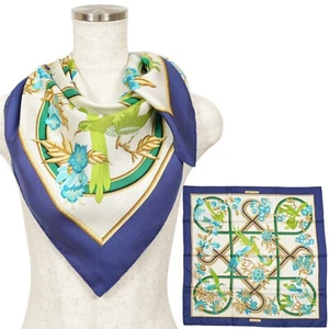 Hermes "Caraibes" Carre 90 Silk 100% Scarf Vintage Rare Cleaned - Picture 1 of 23
