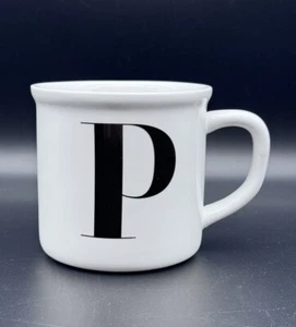 POTTERY BARN Black INITIAL “P” White Large Mug 16oz Retired - Picture 1 of 8