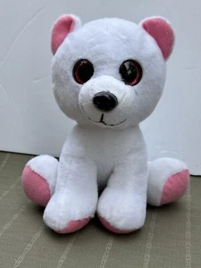 Adorable Oso Polar Blanco Ojos Brillantes Rosa Grande Bebé 10 Pulgadas Animal de Peluche - Imagen 1 de 8
