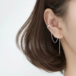 Orecchino singolo linea filettatrice argento sterling ondulato orecchino bracciale pendente filo A1355 - Foto 1 di 9