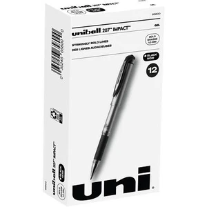 65800 Uni-Ball Signo Gel Impact 207 Rollerball Pen, 1.0mm Bold, Black Pack of 12 - Picture 1 of 2