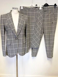 SPORTALM BLACK & WHITE CHECK TAILORED JACKET, SKIRT & TROUSER SET SIZE 10 - Picture 1 of 15