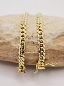 14K Yellow Gold * Miami Cuban Link Braceleter 8 Inches x 5.0mm Box Clasp - Picture 1 of 6