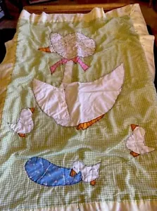 Vtg Baby Comforter Blanket Handmade Mother Goose Crib Quilt Nursery 43x34 Lovely - Picture 1 of 6