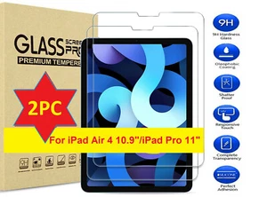 2 PC Tempered Glass Screen Protector For iPad Pro 3/4/5 11" iPad Air 4 10.9" - Picture 1 of 7