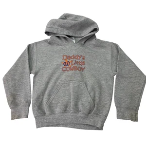 VTG Daddy's Little Cowboy Youth Small Long Sleeve Gray Hoodie (has flaws) - Picture 1 of 12