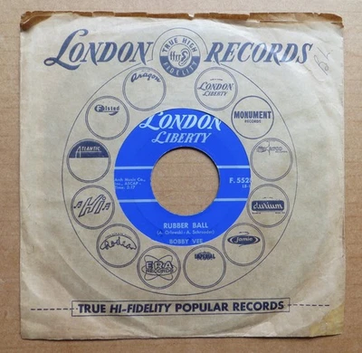 Bobby Vee 45rpm 1960 London/Liberty F.55287 Rubber Ball / Everyday – Ships Free Foto 1 de 4