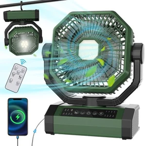 Rechargeable Auto Oscillating Fan with Remote & Timer & LED Light, 9-Inch 200... - Picture 1 of 7