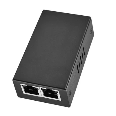 100mbps Black Metal 2 Port RJ45 POE Repeater POE Ethernet Switch Repeater - Image 1 of 4