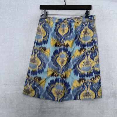 Falda Mujer Tory Burch Multicolor Geométrica 4 Mezcla Seda Cremallera Botón Foto 1 de 4