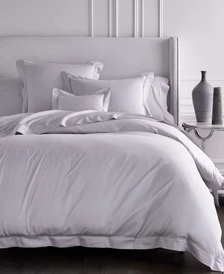 Sferra Fiona Lunar Queen Duvet Light Grey Solid 100% Cotton Sateen Italy NEW - Image 1 of 4